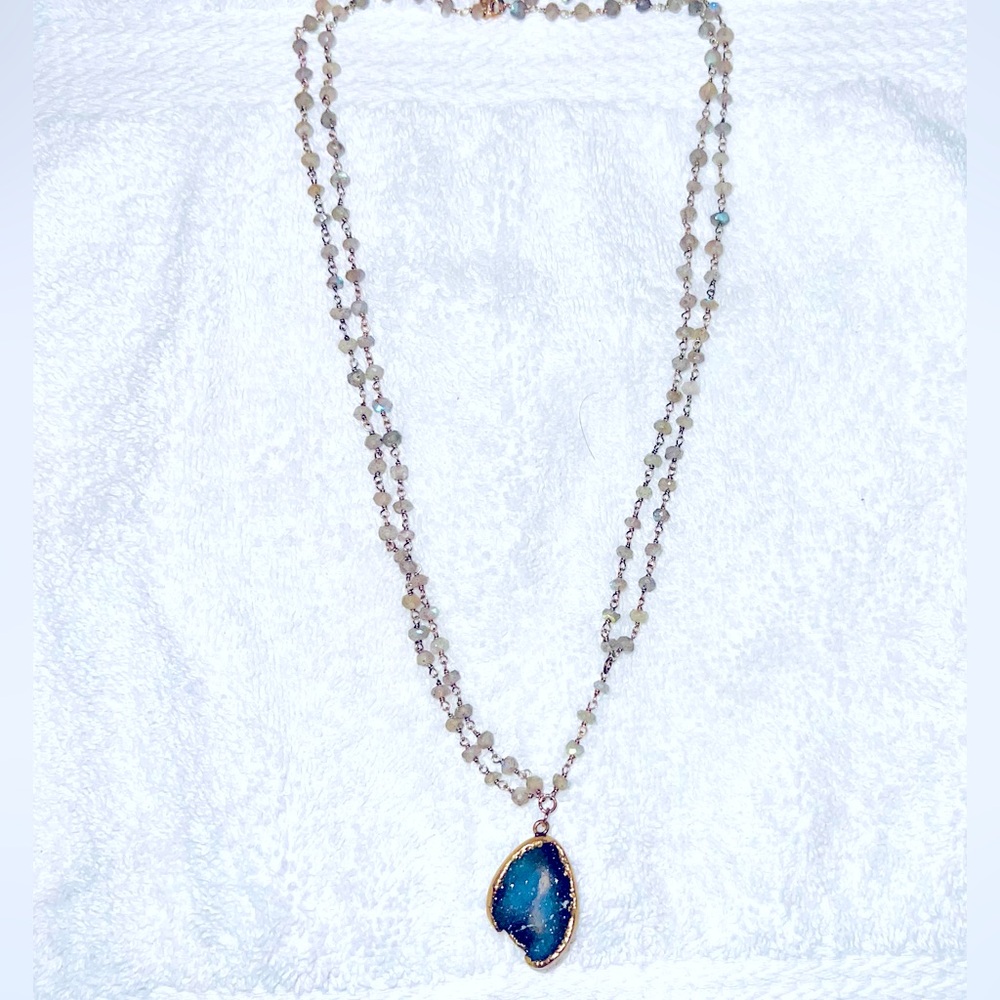 Shallwista Druzy Necklace (Blue)